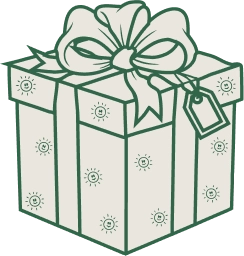 Wrapped gift box with decorative bow and pattern