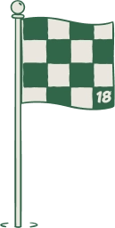 Checkered golf flag on pole marked with number 18